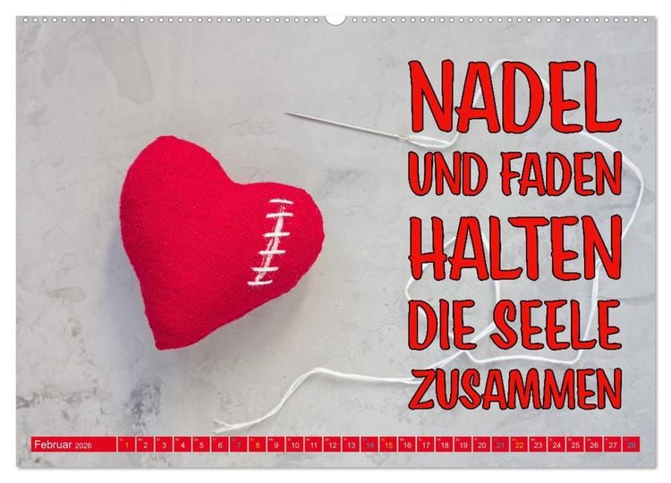 Produktbild: Nadel und Faden - N&auml;hen mit coolen Spr&uuml;chen (Wandkalender 2026 DIN A2 quer), CALVENDO Monatskalender