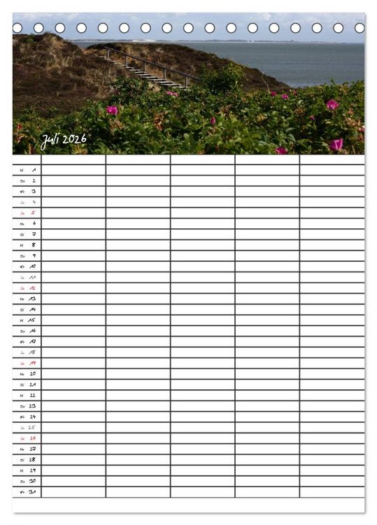 Produktbild: Familienplaner - Sylt (Tischkalender 2026 DIN A5 hoch), CALVENDO Monatskalender