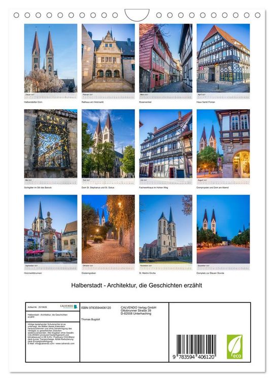 Produktbild: Halberstadt - Architektur, die Geschichten erz&auml;hlt (Wandkalender 2027 DIN A4 hoch), CALVENDO Monatskalender