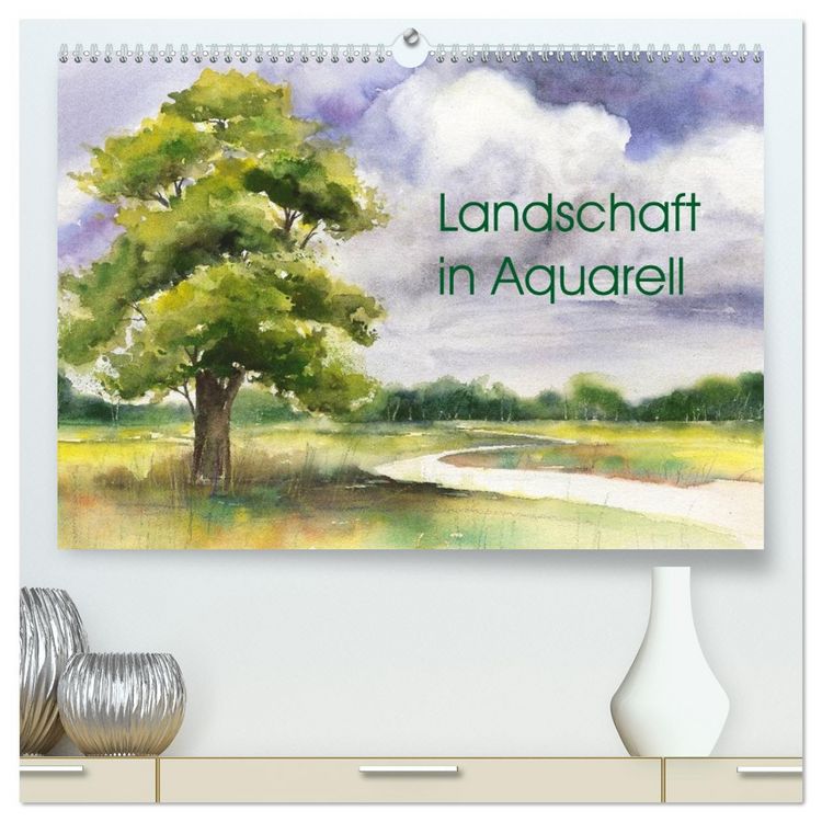 Produktbild: Landschaft in Aquarell (hochwertiger Premium Wandkalender 2026 DIN A2 quer), Kunstdruck in Hochglanz