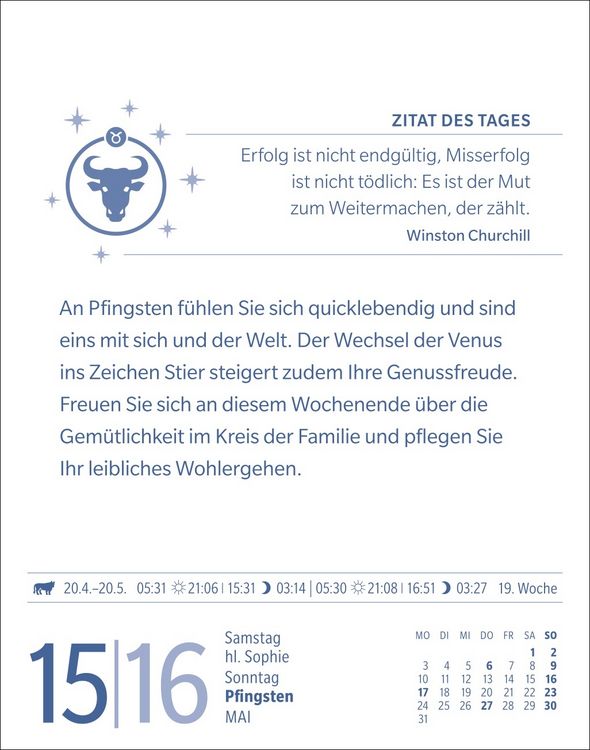 Produktbild: Stier Sternzeichenkalender 2027 - Tagesabrei&szlig;kalender - Ihr Horoskop f&uuml;r jeden Tag