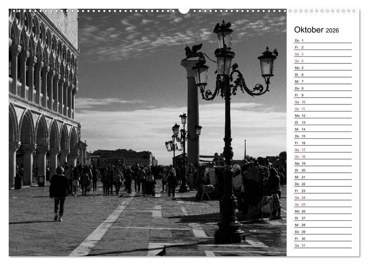 Produktbild: Venedig schwarz-wei&szlig; (Wandkalender 2026 DIN A2 quer), CALVENDO Monatskalender