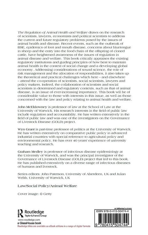 Produktbild: The Regulation of Animal Health and Welfare