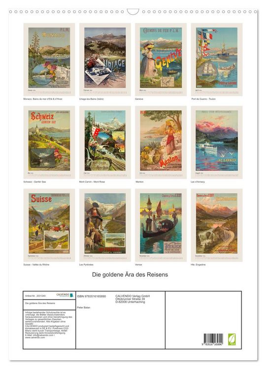 Produktbild: Die goldene &Auml;ra des Reisens (Wandkalender 2026 DIN A2 hoch), CALVENDO Monatskalender