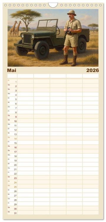 Produktbild: Familienplaner 2026 - Ernest Hemingway mit 5 Spalten (Wandkalender, 21 x 45 cm) CALVENDO