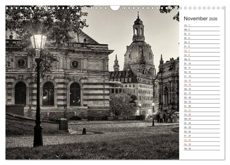 Produktbild: Dresden Schwarz-Wei&szlig; (Wandkalender 2026 DIN A3 quer), CALVENDO Monatskalender