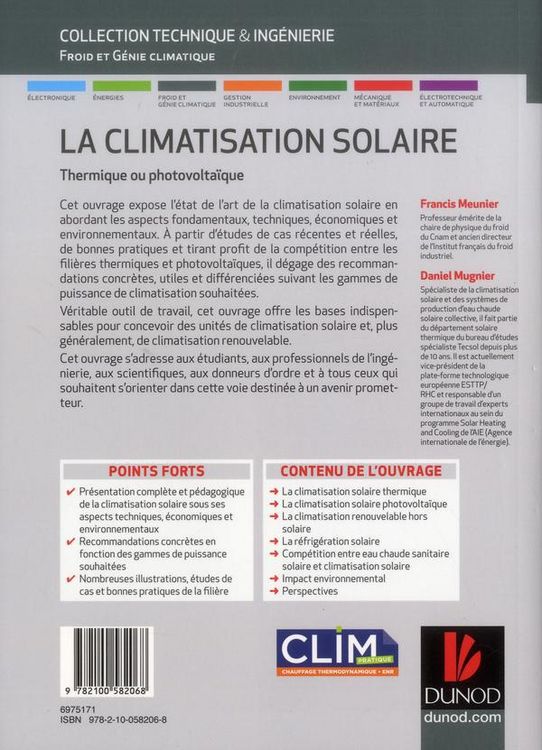 Produktbild: La Climatisation Solaire ; Thermique Ou Photovoltaique
