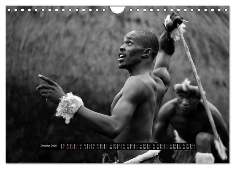 Produktbild: Menschen Afrikas schwarzwei&szlig; (Wandkalender 2026 DIN A4 quer), CALVENDO Monatskalender