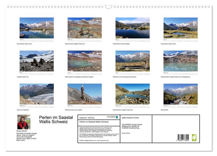 Produktbild: Perlen im Saastal Wallis Schweiz (Wandkalender 2026 DIN A2 quer), CALVENDO Monatskalender