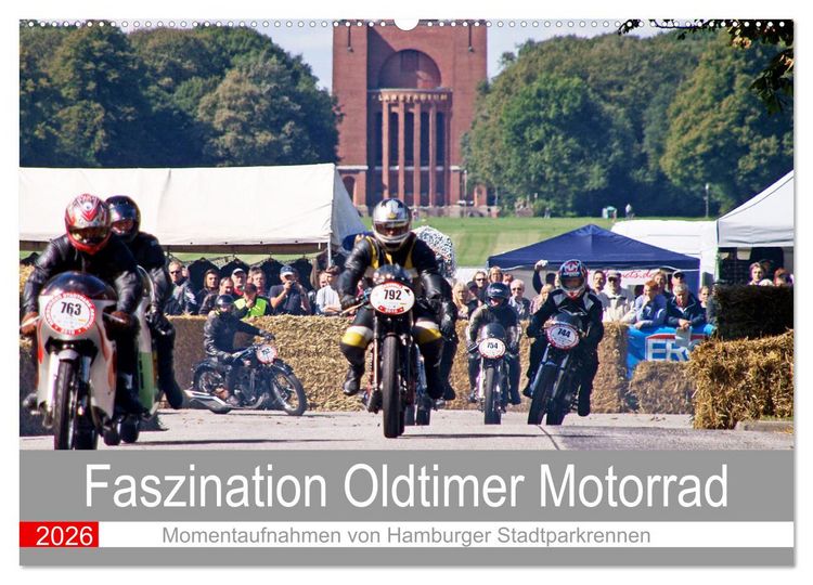 Produktbild: Faszination Oldtimer Motorrad - Momentaufnahmen von Hamburger Stadtparkrennen (Wandkalender 2026 DIN A2 quer), CALVENDO Monatskalender