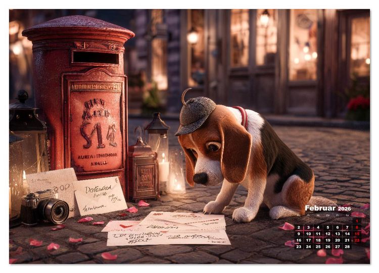 Produktbild: Die Sp&uuml;rnasen - 12 Hunde, 12 F&auml;lle, der Kinderkalender f&uuml;r Detektive (hochwertiger Premium Wandkalender 2026 DIN A2 quer), Kunstdruck in Hochglanz