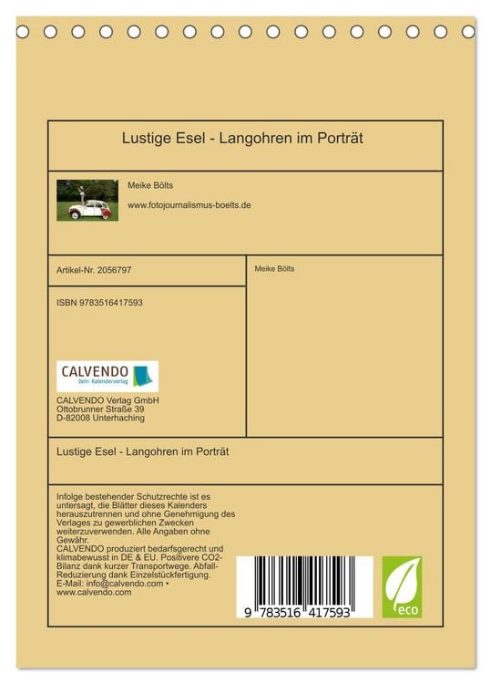 Produktbild: Lustige Esel - Langohren im Portr&auml;t (Tischkalender 2026 DIN A5 hoch), CALVENDO Monatskalender