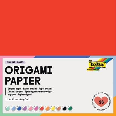 Produktbild: Folia Faltbl&auml;tter aus Origami Papier DUO UNI 80g/m&sup2;, 13x13cm, 96 Blatt, farbig sortiert
