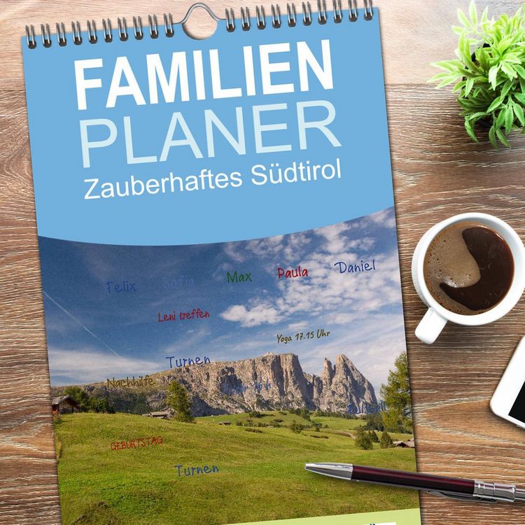 Produktbild: Familienplaner 2026 - Zauberhaftes S&uuml;dtirol mit 5 Spalten (Wandkalender, 21 x 45 cm) CALVENDO