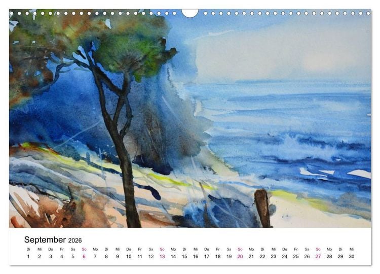 Produktbild: Mit Aquarellen durch das Jahr (Wandkalender 2026 DIN A3 quer), CALVENDO Monatskalender