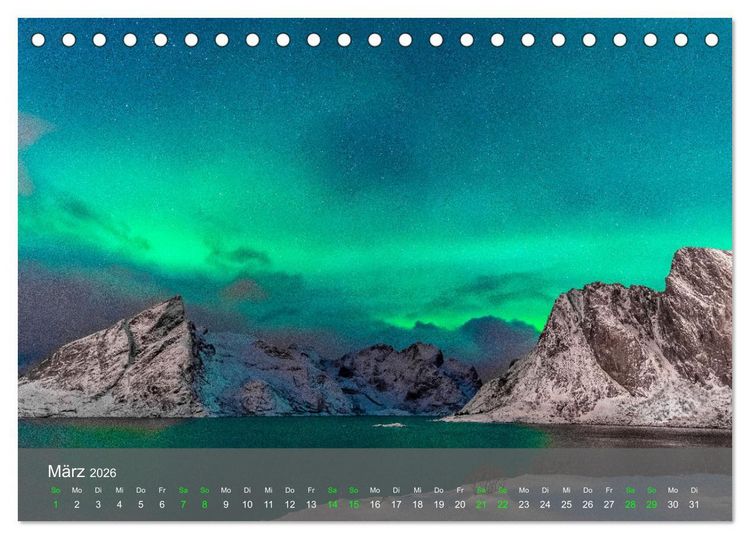 Produktbild: Naturwunder Polarlicht (Tischkalender 2026 DIN A5 quer), CALVENDO Monatskalender