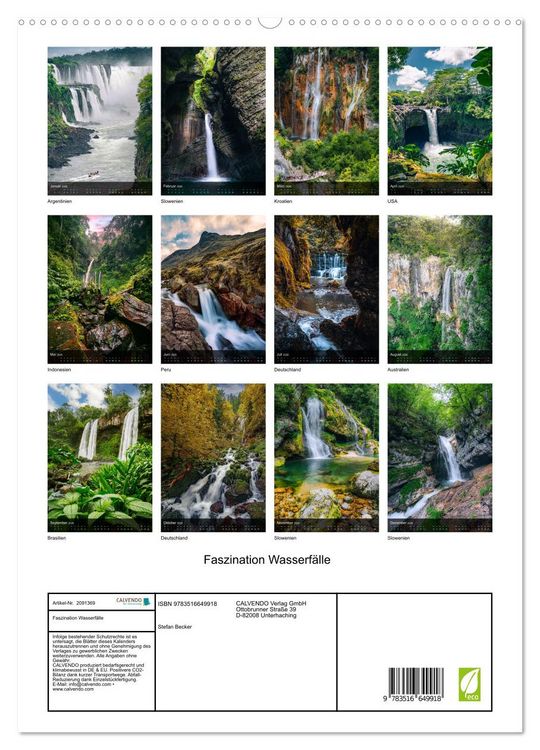 Produktbild: Faszination Wasserf&auml;lle (hochwertiger Premium Wandkalender 2026 DIN A2 hoch), Kunstdruck in Hochglanz