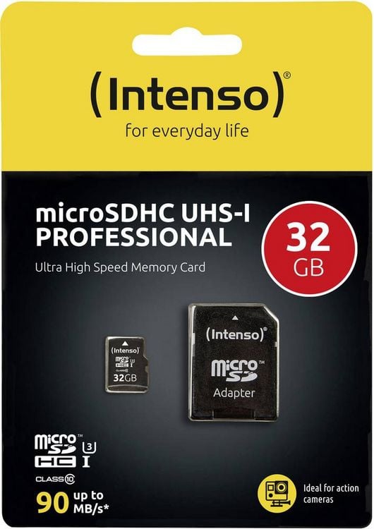 Produktbild: Intenso Professional microSDHC-Karte 32 GB Class 10, UHS-I inkl. SD-Adapter