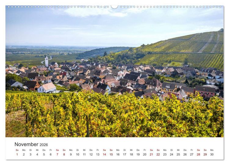 Produktbild: Els&auml;sser Weinstra&szlig;e, malerische D&ouml;rfer in idyllischer Landschaft (Wandkalender 2026 DIN A2 quer), CALVENDO Monatskalender