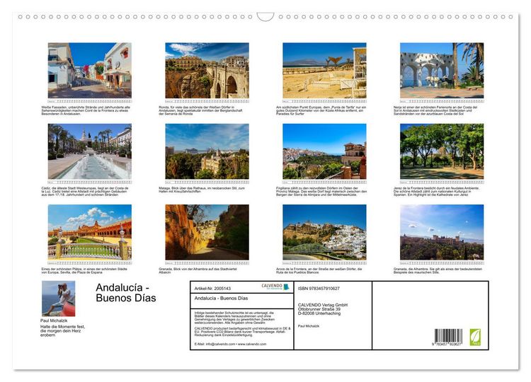 Produktbild: Andaluc&iacute;a - Buenos D&iacute;as (Wandkalender 2026 DIN A2 quer), CALVENDO Monatskalender
