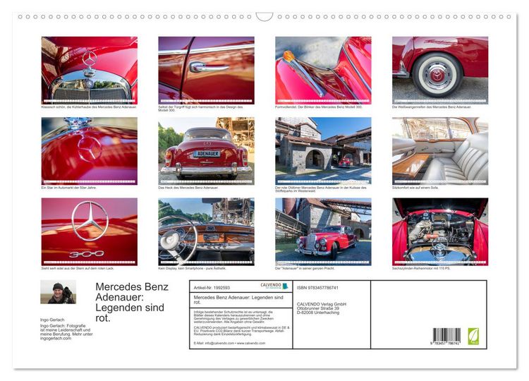 Produktbild: Mercedes Benz Adenauer: Legenden sind rot. (Wandkalender 2026 DIN A2 quer), CALVENDO Monatskalender
