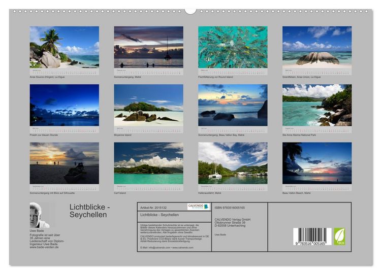 Produktbild: Lichtblicke - Seychellen (hochwertiger Premium Wandkalender 2026 DIN A2 quer), Kunstdruck in Hochglanz