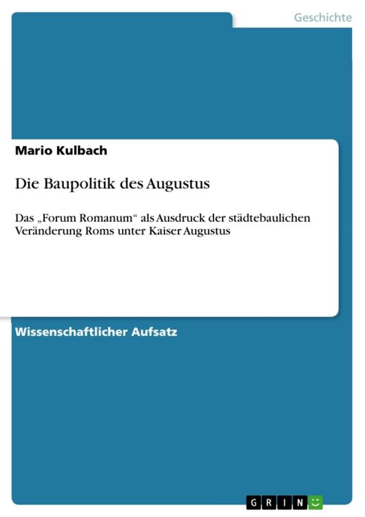 Produktbild: Die Baupolitik des Augustus