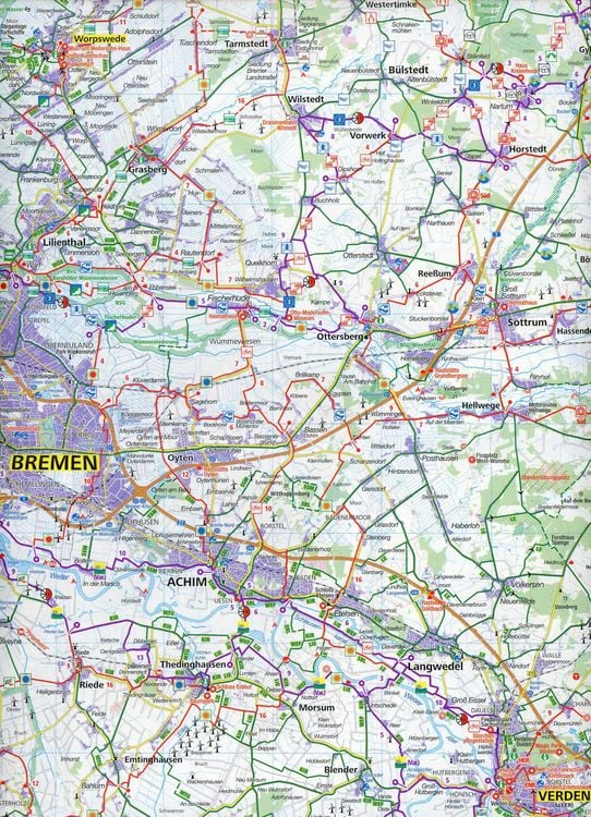 Produktbild: KOMPASS Gro&szlig;raum-Radtourenkarte 3704 Niedersachsen West, Nordrhein-Westfalen Nord 1:125.000