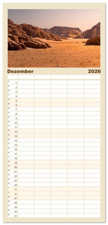 Produktbild: Familienplaner 2026 - Jordanien Sand, Stein und Salz mit 5 Spalten (Wandkalender, 21 x 45 cm) CALVENDO