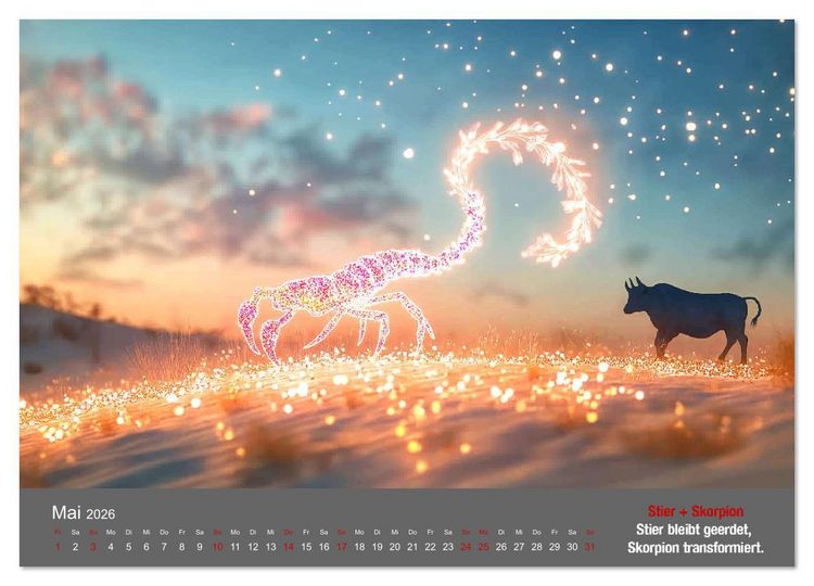 Produktbild: Sternzeichen im Einklang - Aszendent im Jahreshoroskop (Wandkalender 2026 DIN A3 quer), CALVENDO Monatskalender