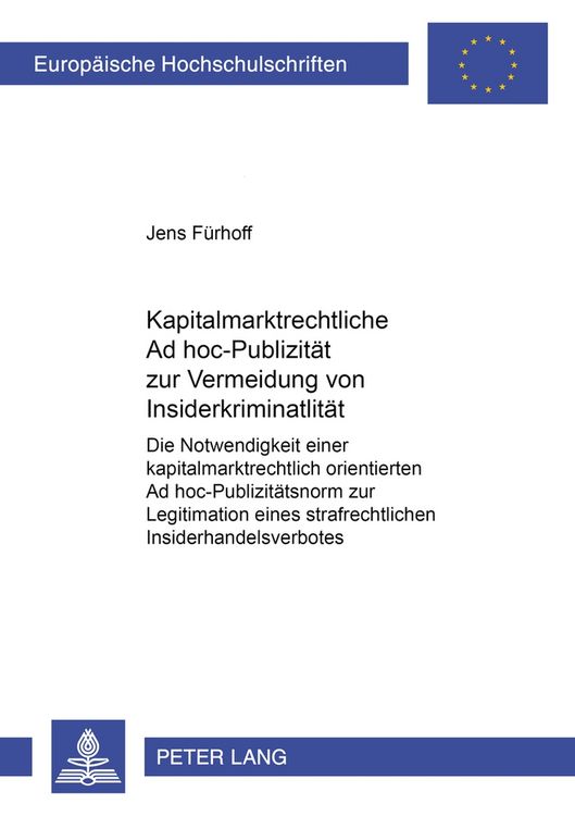 Produktbild: Kapitalmarktrechtliche Ad hoc-Publizit&auml;t zur Vermeidung von Insiderkriminalit&auml;t