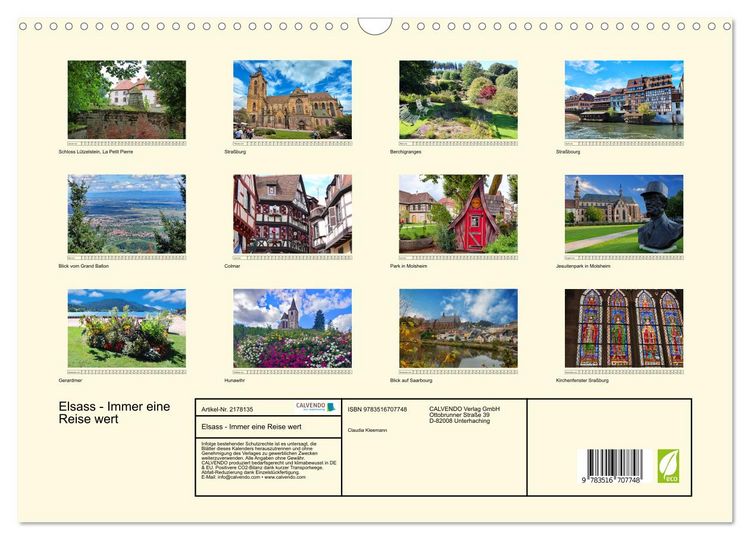 Produktbild: Elsass - Immer eine Reise wert (Wandkalender 2026 DIN A3 quer), CALVENDO Monatskalender