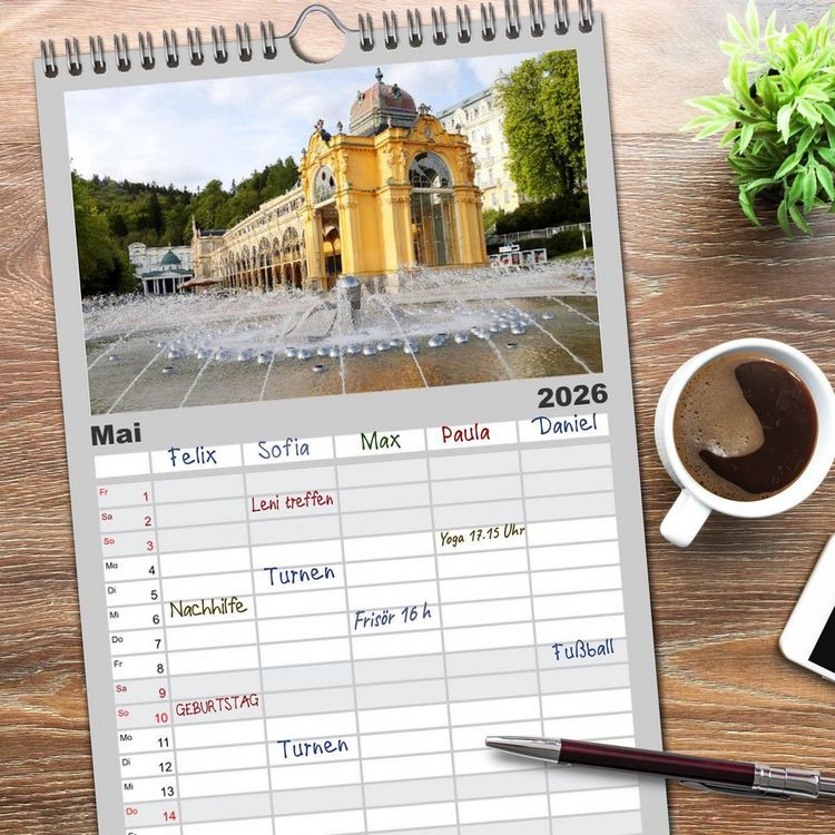 Produktbild: Familienplaner 2026 - Sch&ouml;nes Tschechien - Eine Rundreise mit 5 Spalten (Wandkalender, 21 x 45 cm) CALVENDO