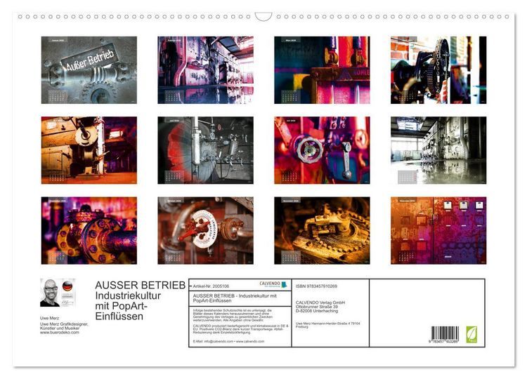 Produktbild: AUSSER BETRIEB - Industriekultur mit PopArt-Einfl&uuml;ssen (Wandkalender 2026 DIN A2 quer), CALVENDO Monatskalender