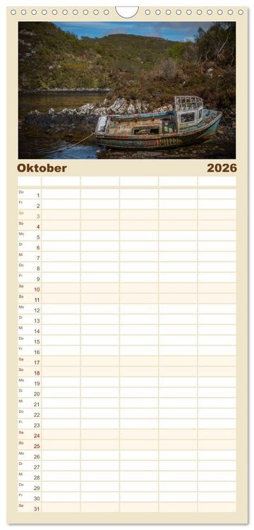 Produktbild: Familienplaner 2026 - Die Highlands - Schottlands rauher Nordwesten mit 5 Spalten (Wandkalender, 21 x 45 cm) CALVENDO