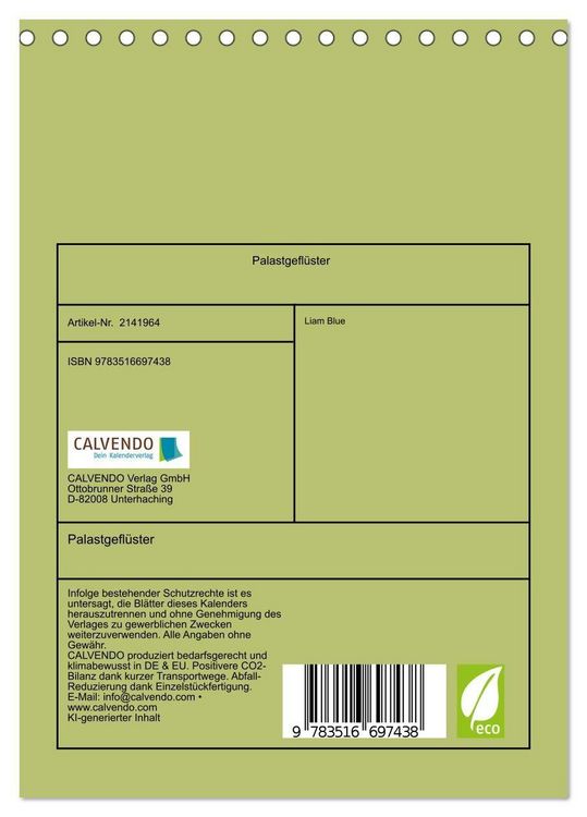 Produktbild: Palastgefl&uuml;ster (Tischkalender 2026 DIN A5 hoch), CALVENDO Monatskalender