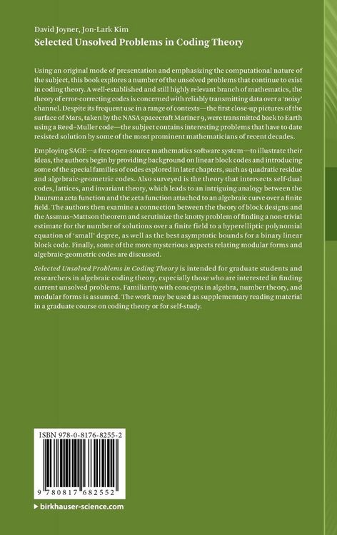 Produktbild: Selected Unsolved Problems in Coding Theory