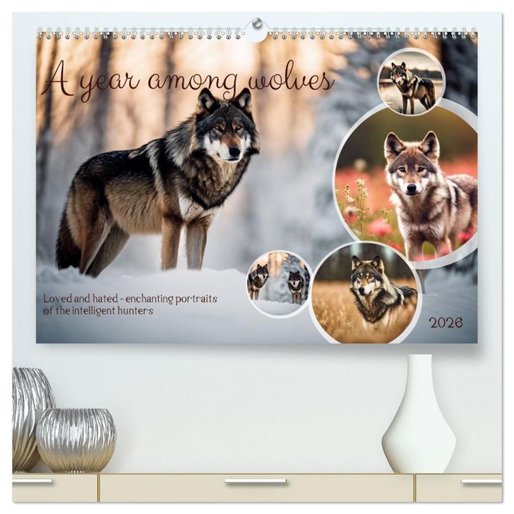 Produktbild: A year among wolves (High Quality Premium Wall Calendar 2026 DIN A2 landscape),CALVENDO 12 Month Wall Calendar
