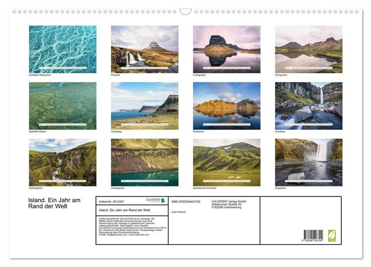 Produktbild: Island. Ein Jahr am Rand der Welt (Wandkalender 2027 DIN A2 quer), CALVENDO Monatskalender