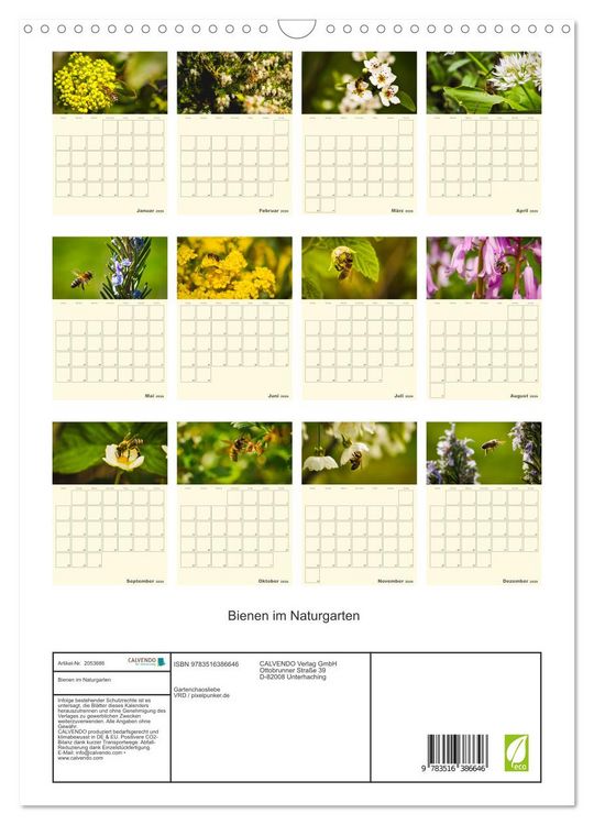 Produktbild: Bienen im Naturgarten (Wandkalender 2026 DIN A3 hoch), CALVENDO Monatskalender