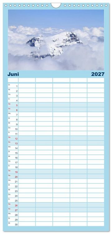 Produktbild: Familienplaner 2027 - Schweizer Berggipfel mit 5 Spalten (Wandkalender, 21 x 45 cm) CALVENDO