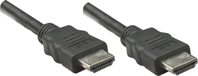 Produktbild: Manhattan HDMI Anschlusskabel HDMI-A Stecker, HDMI-A Stecker 1.00 m Schwarz 323192 Folienschirm, Geflechtschirm HDMI-Kabel