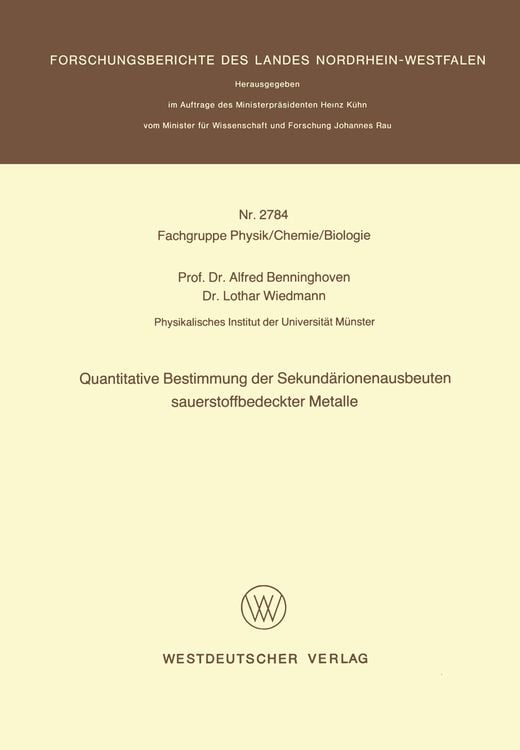 Produktbild: Quantitative Bestimmung der Sekund&auml;rionenausbeuten sauerstoffbedeckter Metalle