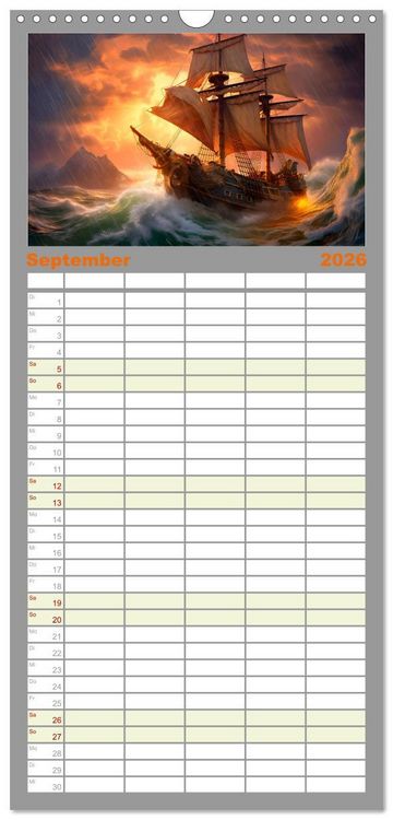 Produktbild: Familienplaner 2026 - Drachent&auml;nzer - Bildgeschichten aus dem Mittelalter mit 5 Spalten (Wandkalender, 21 x 45 cm) CALVENDO