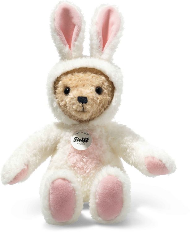 Produktbild: Steiff 114052 - Hoodie-Teddyb&auml;r Hase, Pl&uuml;sch, wei&szlig;/beige, 27 cm
