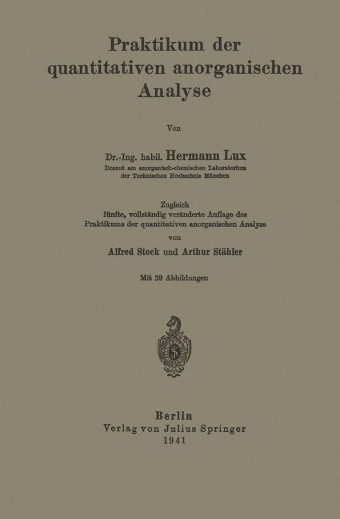 Produktbild: Praktikum der quantitativen anorganischen Analyse