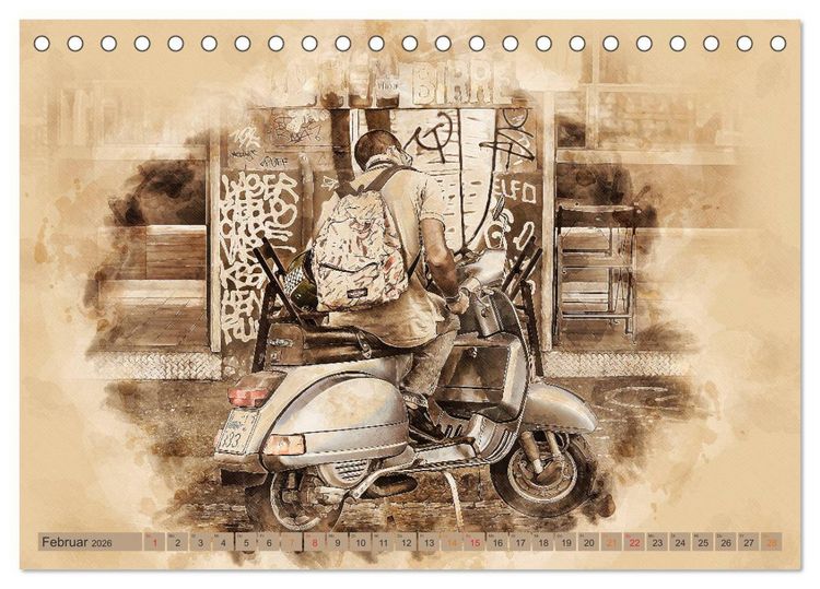 Produktbild: Mototrroller - Vesparade (Tischkalender 2026 DIN A5 quer), CALVENDO Monatskalender