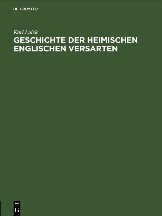 Produktbild: Geschichte der heimischen englischen Versarten