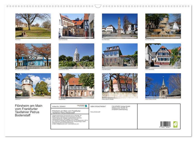 Produktbild: Fl&ouml;rsheim am Main vom Frankfurter Taxifahrer Petrus Bodenstaff (Wandkalender 2026 DIN A2 quer), CALVENDO Monatskalender