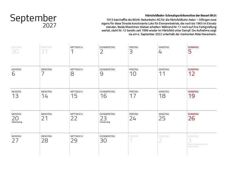 Produktbild: Dampfloks in Farbe 2027 Eintragkalender
